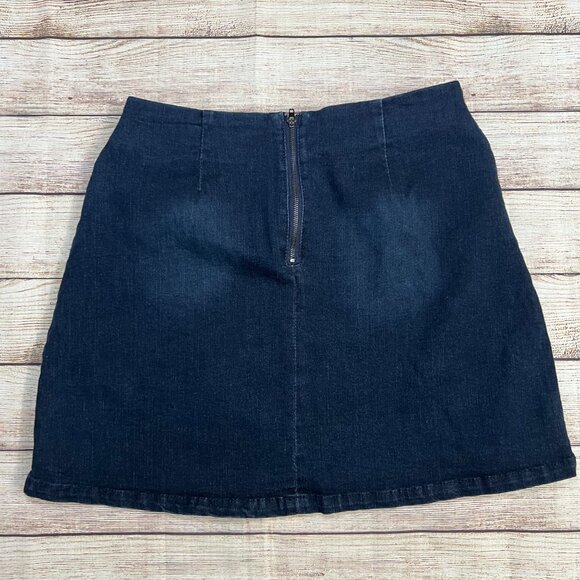 Copper Key Women's Medium Denim Mini Skirt Dark Wash Back Zip Casual A-Line - Picture 2 of 9